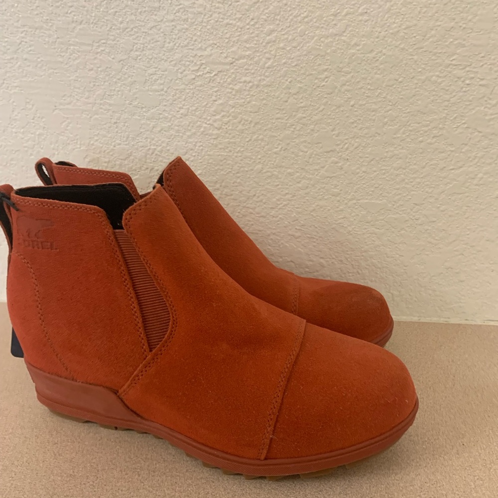 Sorel Orange Ankle Booties with Suede Texture - Picture 13 of 13